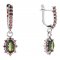 BG oval earring 953-84 - Metal: Silver 925 - rhodium, Stone: Moldavit and garnet