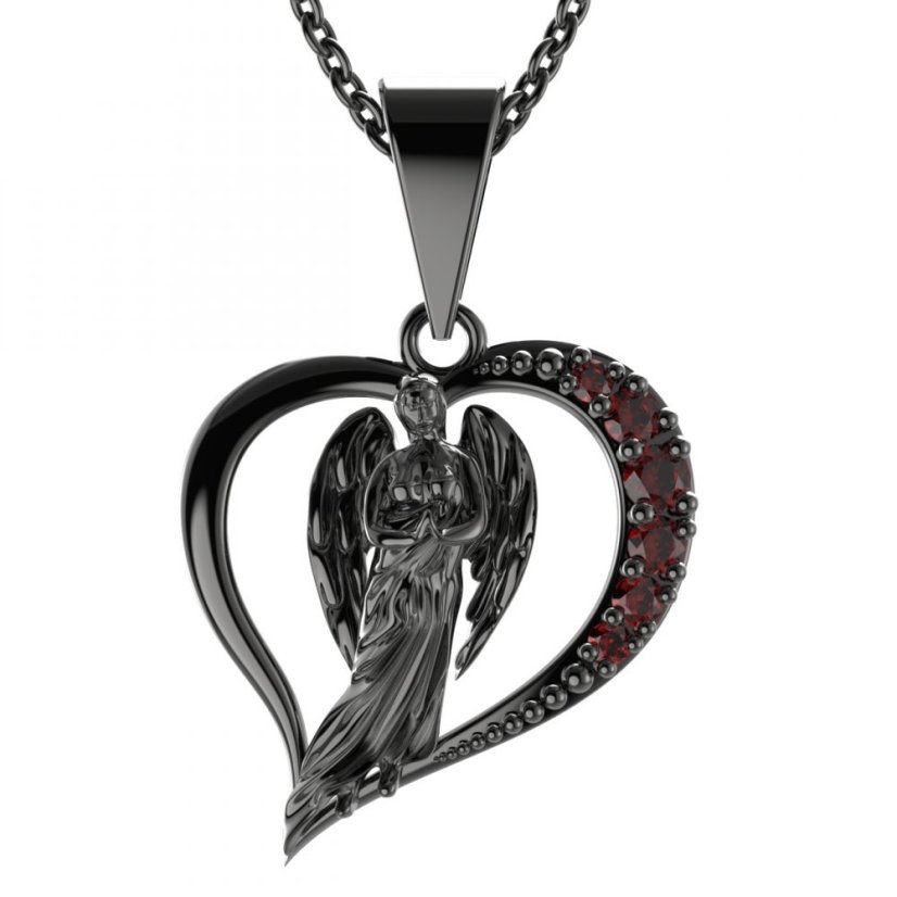 BG přívěšek anděl 1179 Stříbro 925 - rhodium Granát