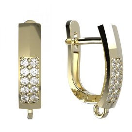 BG zlatý závěs dámské náušnice /98 Žluté zlato - 585 Bílý kubický zirkon