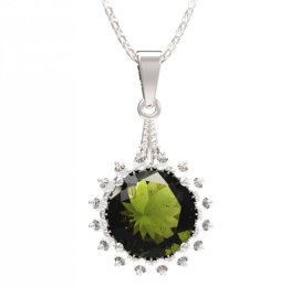 BG přívěs kruhováho tvaru 512-G Stříbro 925 - rhodium Vltavín a  kubický zirkon
