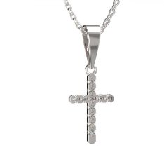 BG zlatý diamantový přívěšek křížek 1106 Bílé zlato - 585 Diamant lab-grown