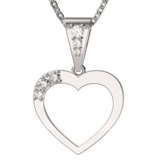 BG zlatý přívěšek srdíčko 1556 Bílé zlato - 585 Diamant