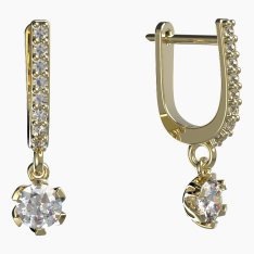 BG zlaté diamantové náušnice 870 Žluté zlato - 585 Diamant lab-grown