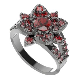 BG prsten oválný 735-Y Stříbro 925 - ruthenium (30-90dní) Granát