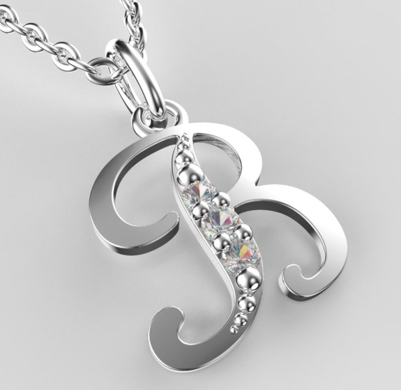 BeKid dětský zlatý přívěsek písmenko B - 1511 Bílé zlato - 585 Diamant