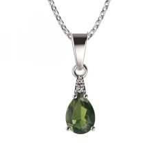 BG přívěs vsazen vltavín  623 Bílé zlato - 585 Vltavín a diamant