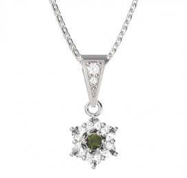 BG přívěšek 002 Stříbro 925 - rhodium Vltavín a  kubický zirkon