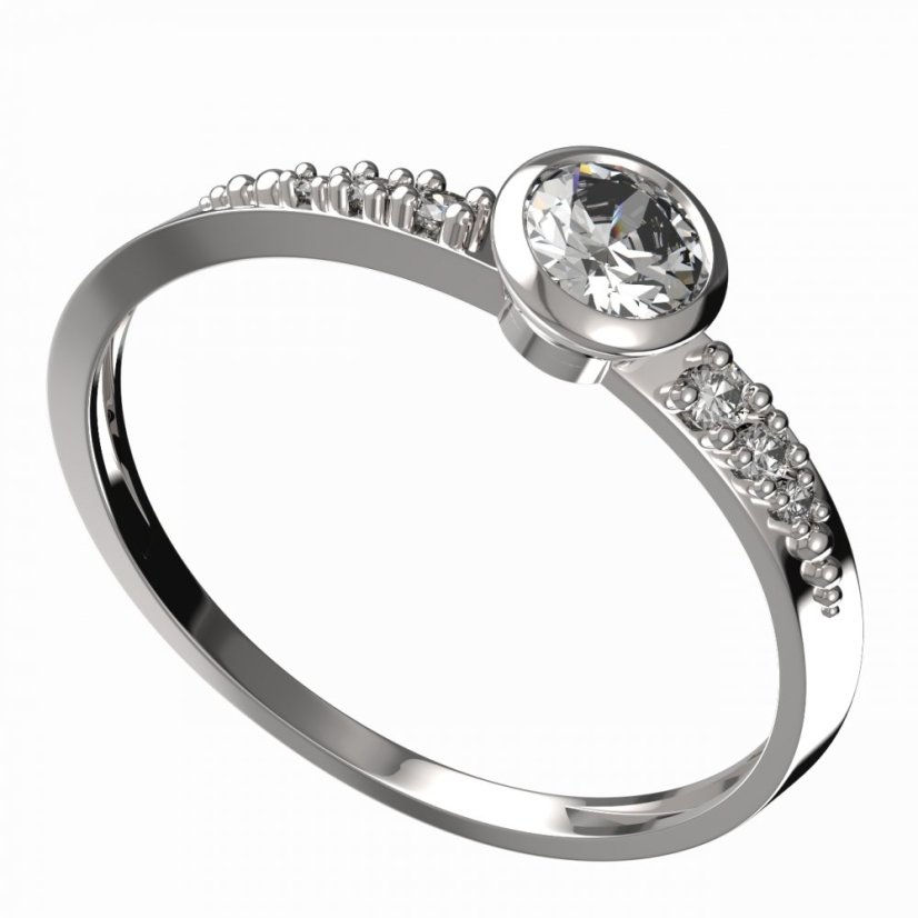 BG zlatý diamantový prstýnek 555 D Bílé zlato - 585 Diamant lab-grown