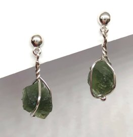 BG náušnice přírodní kámen-Vltavín 014