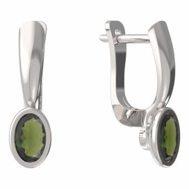 BG vltavínové náušnice 559 Bílé zlato - 585 Vltavín