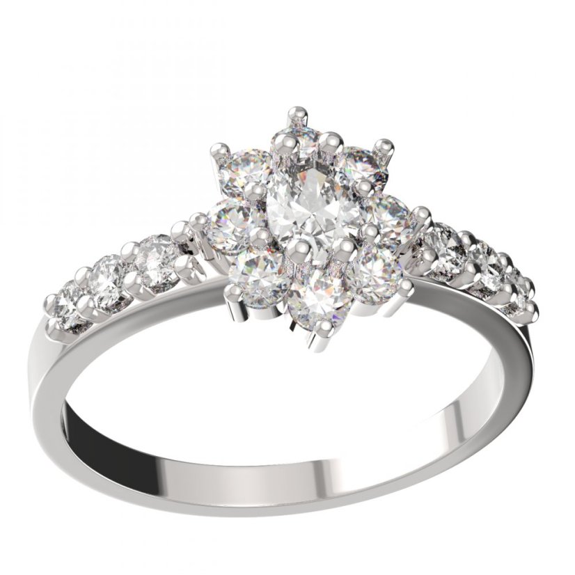 Zlatý prsten s lab-grown diamantem, bílé zlato 585 – 42627 (Zd42627Z)