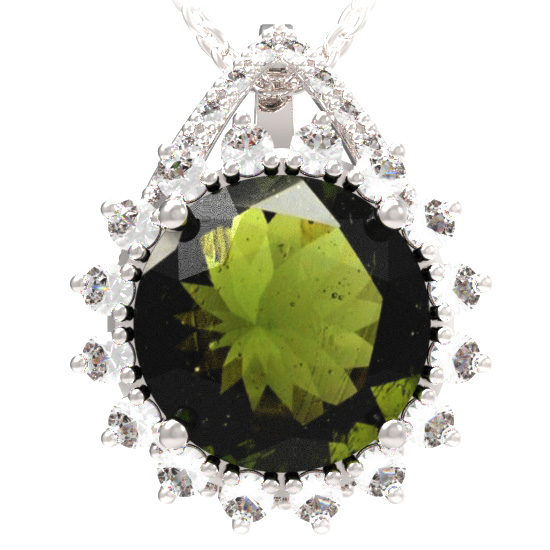 BG přívěs kruhováho tvaru 512-90 Stříbro 925 - rhodium Vltavín a  kubický zirkon