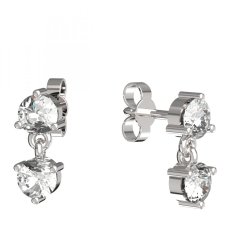 BG zlaté náušnice 787 Bílé zlato - 585 Bílý kubický zirkon