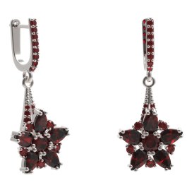 BG náušnice ve tvaru hvězdy 521-G91 Stříbro 925 - rhodium Granát