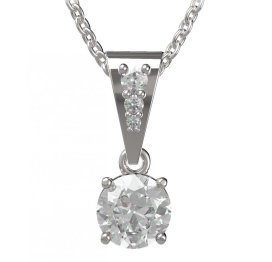 BG zlatý přívěšek  727 Bílé zlato - 585 Bílý kubický zirkon