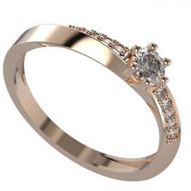 BG zlatý  prstýnek 1444/zásnubní-snubní/ Růžové zlato 585 (30-90dní) Diamant