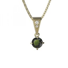 BG vltavínový přívěšek 680 Žluté zlato - 585 Vltavín a diamant