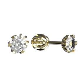 BG zlaté diamantové náušnice 870 Žluté zlato - 585 Diamant lab-grown