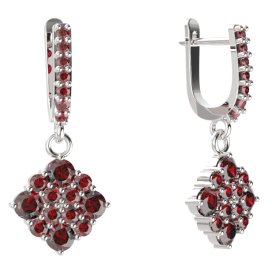 BG  náušnice 317 Stříbro 925 - rhodium Granát