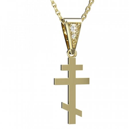BG zlatý přívěšek křížek 1102 - Druh kamene: Kubický zirkon, Kov: Žluté zlato 585, Ouško: Ouško 0