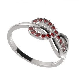 BG granátový prsten 1488 Bílé zlato - 585 Granát