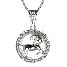 BG zlatý diamantový přívěšek Kozoroh 045 Bílé zlato - 585 Diamant lab-grown