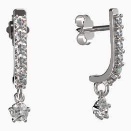 BG zlaté náušnice 874 Bílé zlato - 585 Diamant