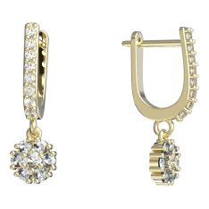 BG zlaté náušnice kytička 774 Žluté zlato - 585 Diamant