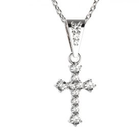 BG zlatý diamantový přívěšek křížek 256 Bílé zlato - 585 Diamant lab-grown