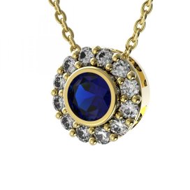 BG zlatý přívěšek  744 Žluté zlato - 585 Tmavě modrý kubický zirkon