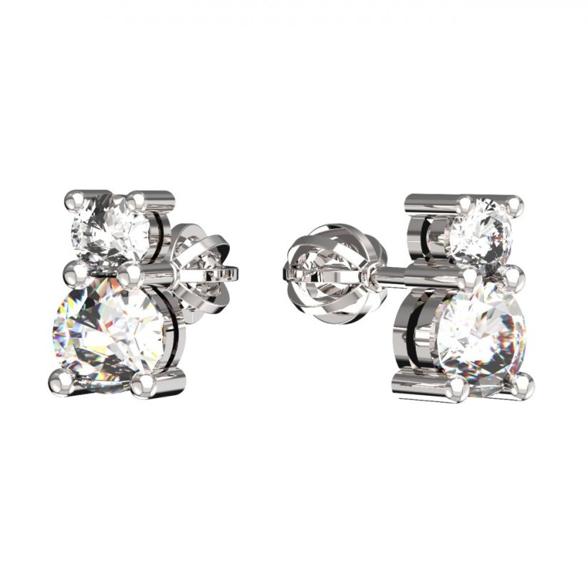 BG zlaté náušnice 746 Bílé zlato - 585 Bílý kubický zirkon