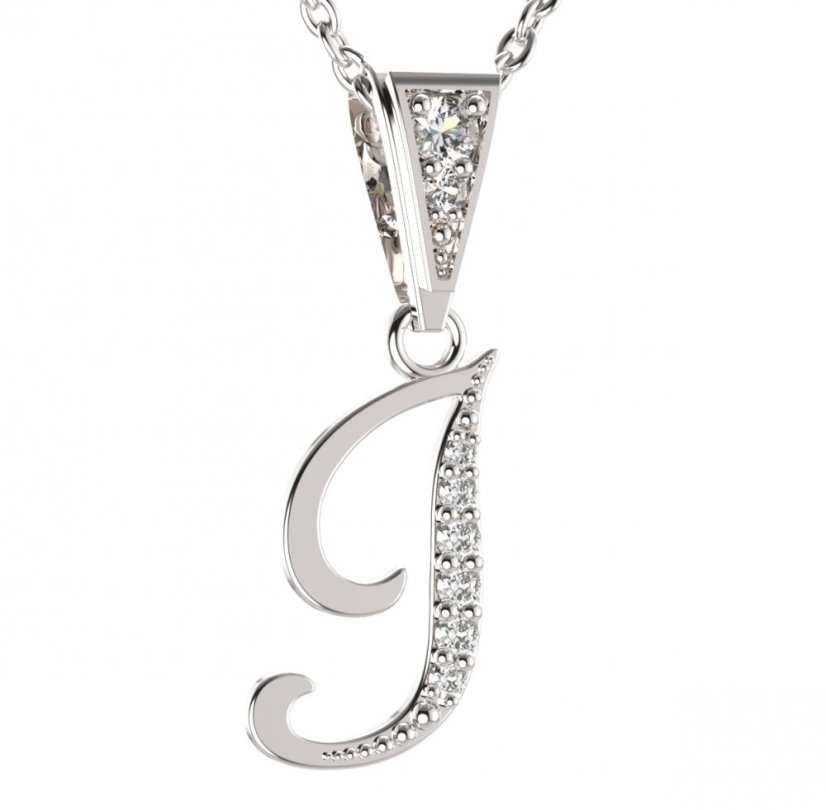 BG zlatý přívěsek písmenko I - 1218 Bílé zlato - 585 Diamant