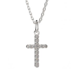 BeKid dětský přívěšek křížek 1106 Bílé zlato - 585 Diamant