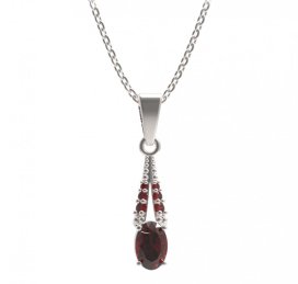 BG přívěs s centrálním oválným kamenem 477-G Stříbro 925 - rhodium Granát