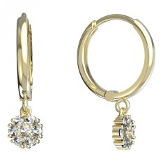 BG zlaté náušnice kytička 774 Žluté zlato - 585 Diamant