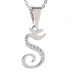 BG zlatý přívěsek písmenko Š - 1237 Bílé zlato - 585 Diamant