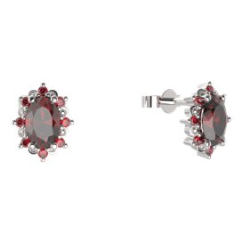 BG náušnice ovál -  953 Stříbro 925 - rhodium Granát