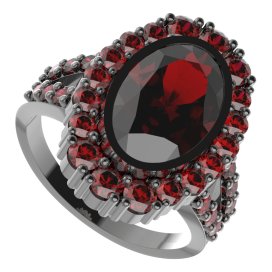 BG prsten oválný 523-Y Stříbro 925 - ruthenium (30-90dní) Granát