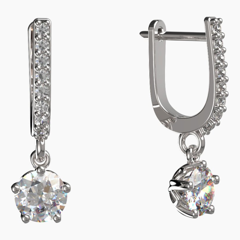 BG zlaté náušnice 875 Bílé zlato - 585 Diamant