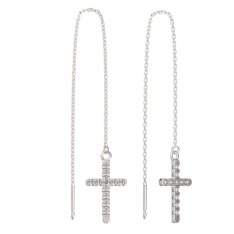 BG zlaté náušnice křížek 1106 Bílé zlato - 585 Diamant