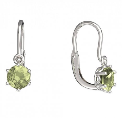 BeKid, Gold kids earrings -1294 - Switching on: Brizura 0-3 roky, Metal: White gold 585, Stone: Green cubic zircon