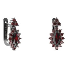 BG náušnice s centrálním oválným kamenem 504-87 Stříbro 925 - ruthenium (30-90dní) Granát