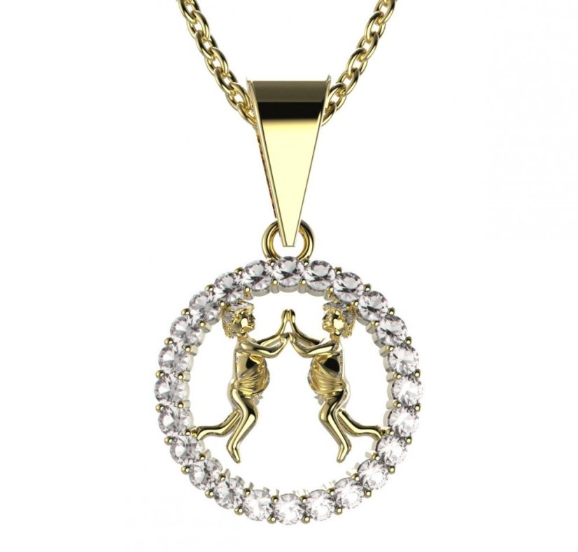 BG zlatý přívěšek Blíženci 052 Žluté zlato - 585 Diamant