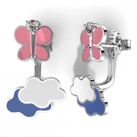 BeKid Gold earrings components -   Clouds - Metal: Yellow gold 585, Stone: White cubic zircon