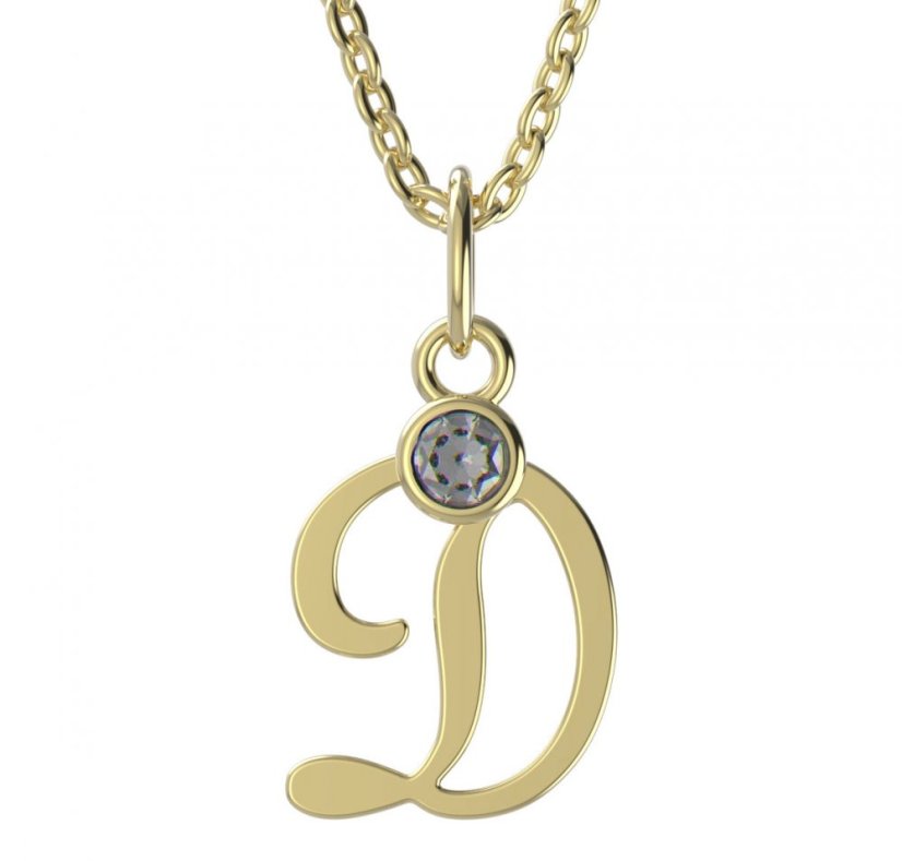 BeKid dětský zlatý přívěsek písmenko D - 1313 Žluté zlato - 585 Diamant