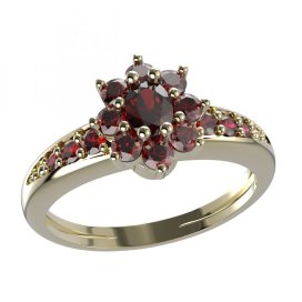 BG prsten s oválným kamenem 627-J Stříbro 925 - pozlacené Granát