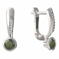 BG vltavínové náušnice 555 Bílé zlato - 585 Vltavín a diamant