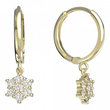 BeKid, Gold kids earrings -109 - Switching on: Circles 12 mm, Metal: White gold 585, Stone: Red cubic zircon