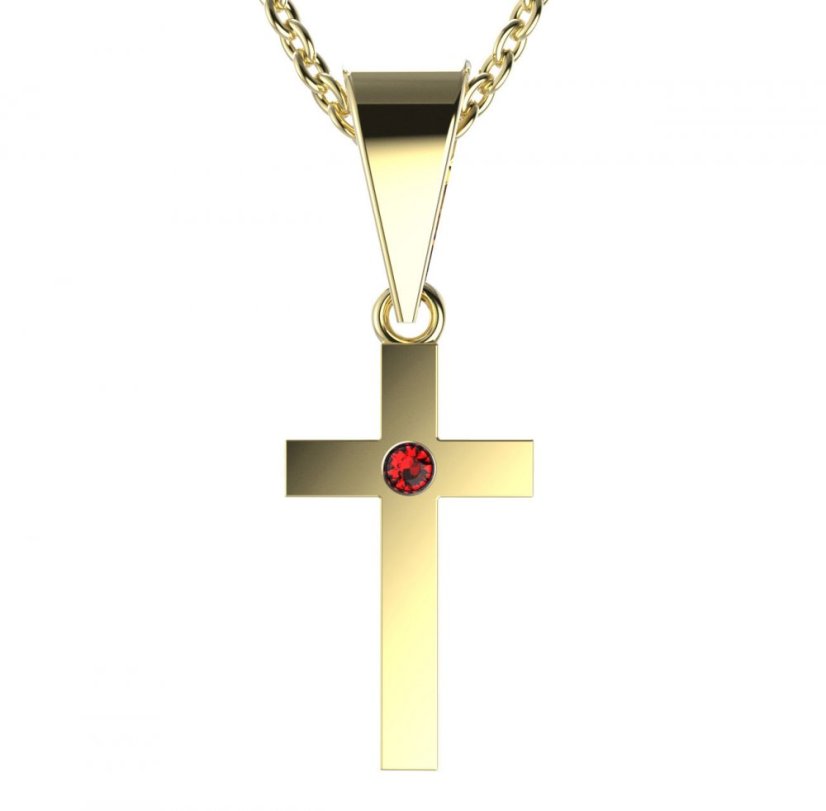BG zlatý přívěšek křížek 1104 Žluté zlato - 585 Zelený kubický zirkon