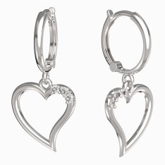 Bg náušnice srdíčko 1165 Bílé zlato - 585 Diamant